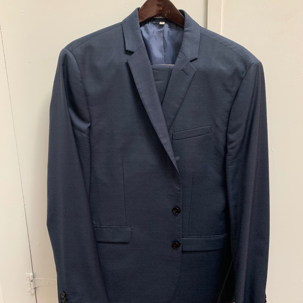 Express Extra Slim Navy Wool-Blend Suit